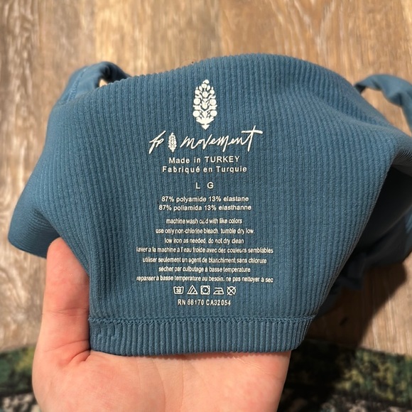 Free People Blue Ribbed Racerback Crop Top - Picture 3 of 3